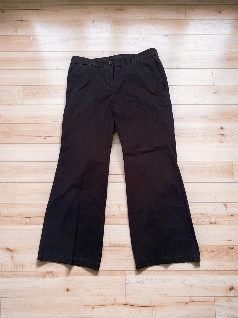 Lands' End Women's Black Boot Cut Pants size 8P -rugged-country -belted